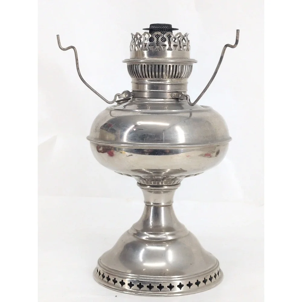 Antique Rayo Nickel Plated Kerosene Oil Lamp Center Draft